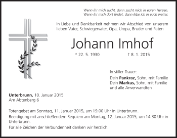 Anzeige von Johann Imhof von MGO