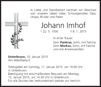 Anzeige von Johann Imhof von MGO