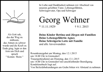 Anzeige von Georg Wehner von MGO