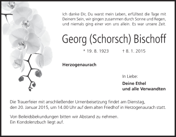 Anzeige von Georg Bischoff von MGO