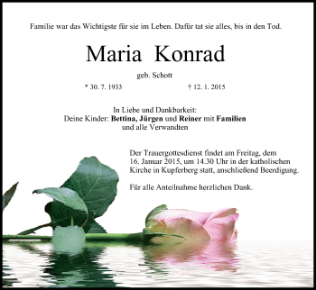 Anzeige von Maria Konrad von MGO