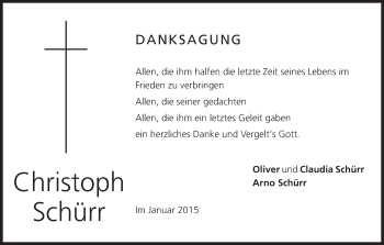 Anzeige von Christoph Schürr von MGO