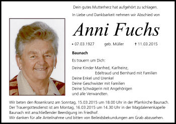 Anzeige von Anni Fuchs von MGO