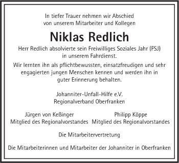 Anzeige von Niklas Redlich von MGO