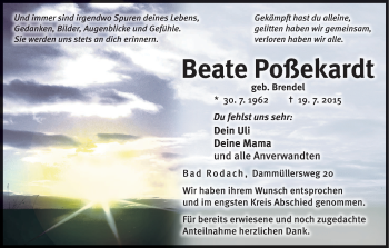 Anzeige von Beate Poßekardt von MGO