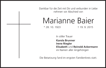 Anzeige von Marianne Baier von MGO