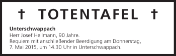 Anzeige von Totentafel vom 06.05.2015 von MGO