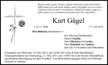 Anzeige von Kurt Gügel von MGO