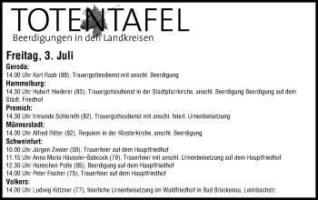 Anzeige von Irmunde Schlereth von MGO
