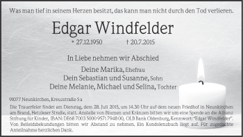 Anzeige von Edgar Windfelder von MGO