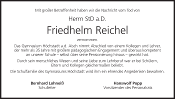 Anzeige von Friedhelm Reichel von MGO