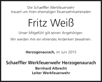 Anzeige von Fritz Weiß von MGO