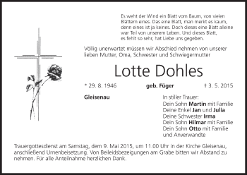 Anzeige von Lotte Dohles von MGO
