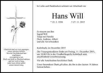 Anzeige von Hans Will von MGO