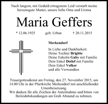 Anzeige von Maria Geffers von MGO