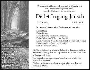 Anzeige von Detlef Irrgang-Jänsch von MGO