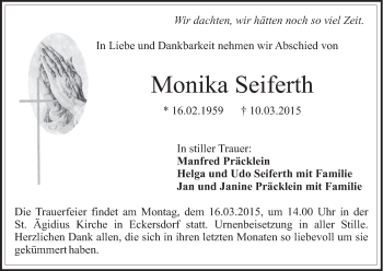 Anzeige von Monika Seiferth von MGO