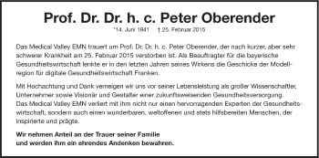 Anzeige von Peter Oberender von MGO