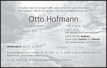 Anzeige von Otto Hofmann von MGO