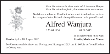 Anzeige von Alfred Wanjura von MGO