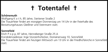 Anzeige von Totentafel vom 18.03.2015 von MGO
