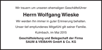 Anzeige von Wolfgang Wieske von MGO