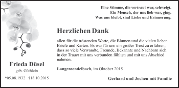 Anzeige von Frieda Düsel von MGO