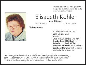 Anzeige von Elisabeth Köhler von MGO