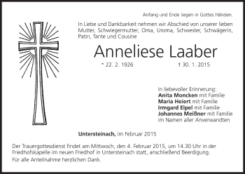 Anzeige von Anneliese Laaber von MGO