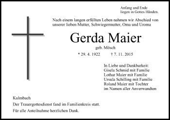Anzeige von Gerda Maier von MGO