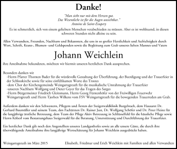 Anzeige von Johann Weichlein von MGO