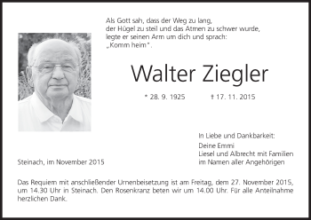 Anzeige von Walter Ziegler von MGO