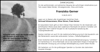 Anzeige von Franziska Gerner von MGO