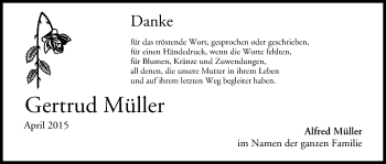 Anzeige von Gertrud Müller von MGO