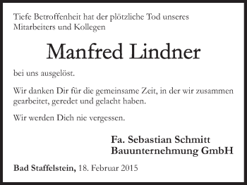 Anzeige von Manfred Lindner von MGO