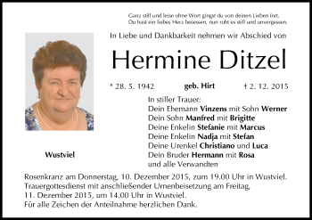 Anzeige von Hermine Ditzel von MGO