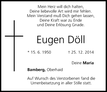 Anzeige von Eugen Döll von MGO