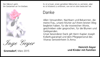 Anzeige von Inge Geyer von MGO
