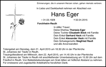 Anzeige von Hans Eger von MGO