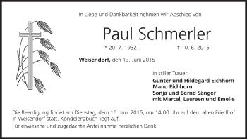 Anzeige von Paul Schmerler von MGO