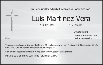 Anzeige von Luis Martinez Vera von MGO
