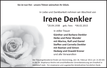 Anzeige von Irene Denkler von MGO
