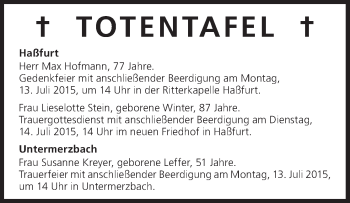 Anzeige von Lieselotte Stein von MGO