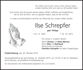 Anzeige von Ilse Schrepfer von MGO