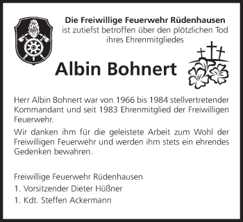 Anzeige von Albin Bohnert von MGO