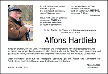 Anzeige von Alfons Hartlieb von MGO