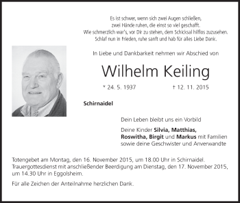 Anzeige von Wilhelm Keiling von MGO