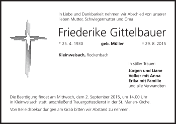 Anzeige von Friederike Gittelbauer von MGO