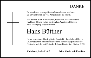Anzeige von Hans Büttner von MGO