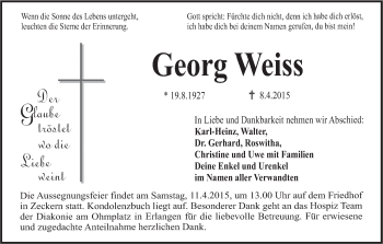 Anzeige von Georg Weiss von MGO